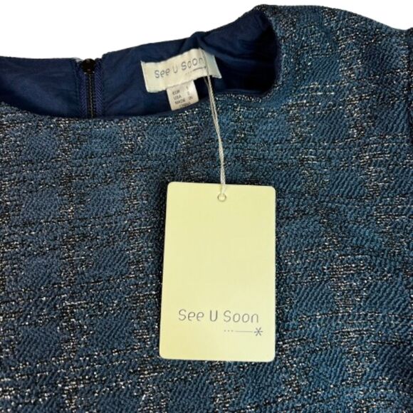See U Soon NWT Blue Long Sleeve Mini Dress Size S - Picture 8 of 9